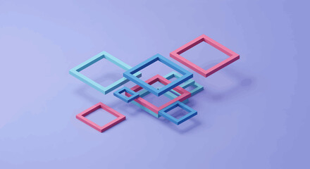 Abstract Geometric Pixel Art Composition With Interlocking Squares