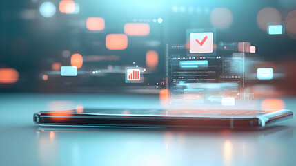 Modern Smartphone with Data Visualization and Digital Interface Elements