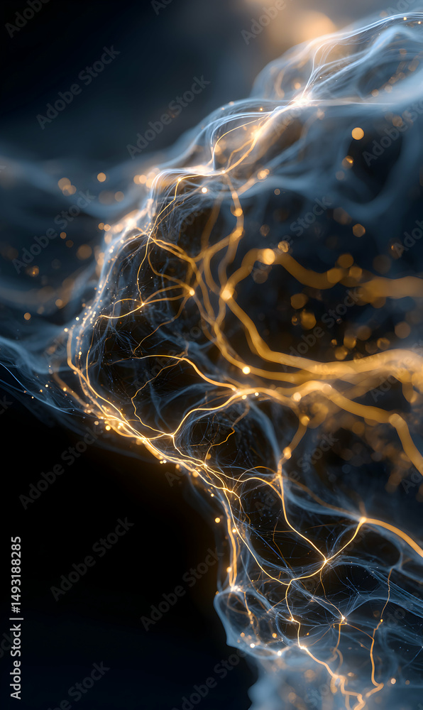 Poster abstract neural network connection symbolizing artificial intelligence and future technology innovat