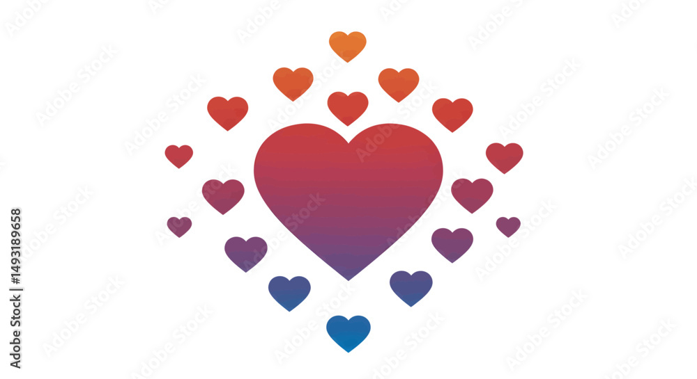 Poster abstract gradient heart pattern design