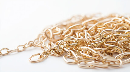 Obraz premium Gold chains intertwined in heap create luxurious and elegant display, showcasing their shiny texture and intricate design