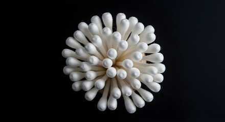 cotton swabs,  cotton buds,  q-tips, Cotton Swabs in a Circle on Black Background