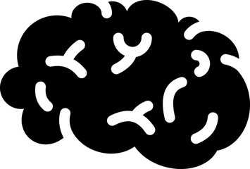 Brain symbol representing thinking and intellect. Silhouette icon.