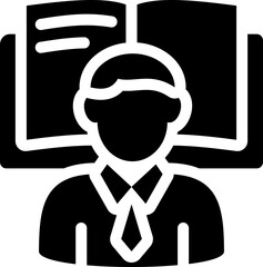 Student with book icon. Silhouette icon.