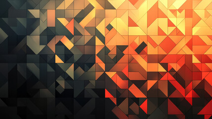 Obraz premium Abstract geometric pattern of triangles in warm and cool tones (1)