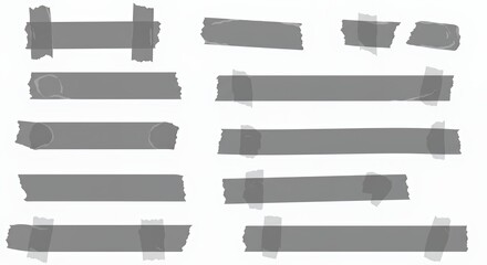 Grey Tape Strip Set on White Background