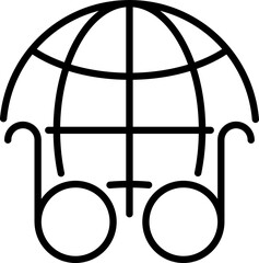 Global shopping cart icon - Editable Stroke SVG, fully scalable.