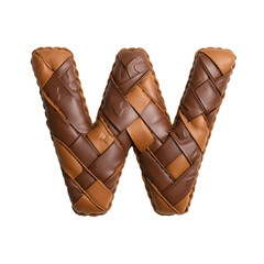 Obraz premium Creative big letter W made from woven leather patches in brown and tan shades with textured design