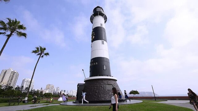 Lima, Peru - 29 August, 2015: Lighthouse Faro de Marina in Miraflores district