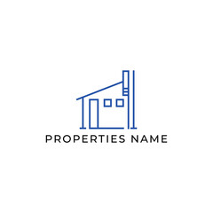Fototapeta premium ILLUSTRATION BLUE COLOR HOME. LINE BUILDING ARCHITECTURE SIMPLE MINIMALIST LOGO ICON DESIGN VECTOR. GOOD FOR REAL ESTATE, PROPERTY INSDUSTRY