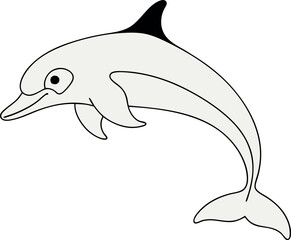 Fototapeta premium Minimalist Dolphins Jumping Line Art Vector Illustration