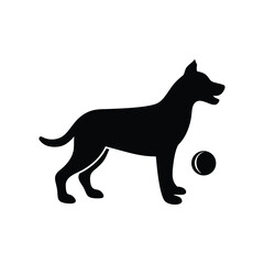 Dog with Ball Pet Bed Vector Silhouette