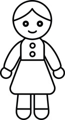 Cute Girl Doll Outline Simple Icon Vector