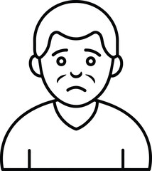 Sad Senior Man Icon Line Art Avatar