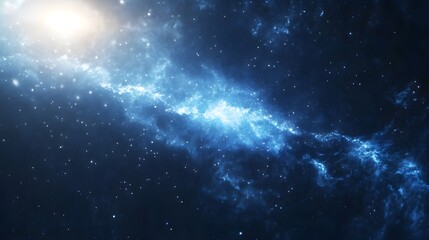 Fototapeta premium Abstract illustration of a bright nebula and starry sky in deep blue space