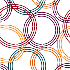 Overlapping circles in vibrant colors and seamless pattern