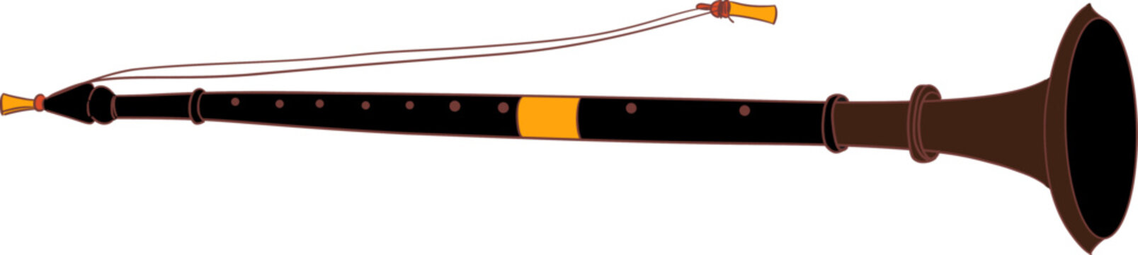 NadasWaram ,Indian music instrument outline drawing clipart