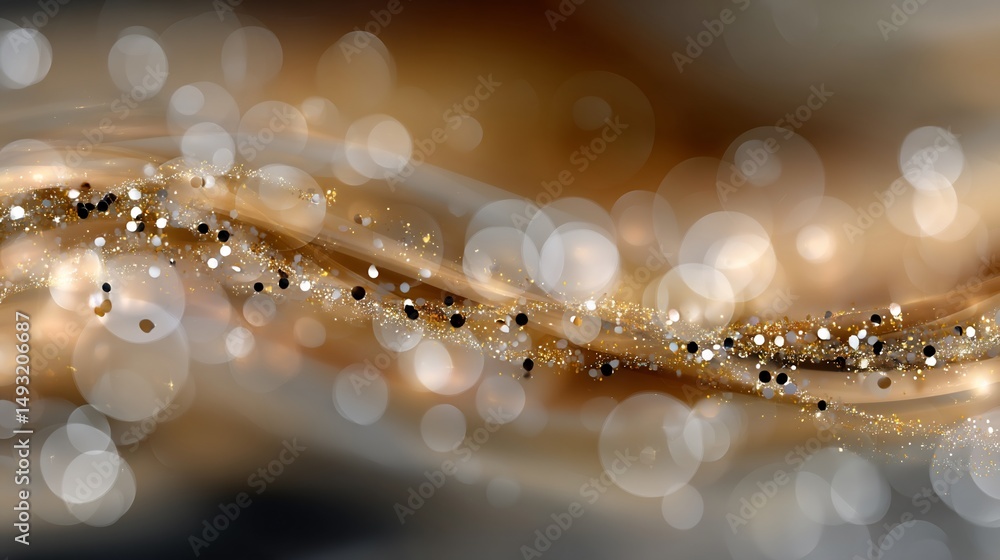 Poster golden-toned abstract background featuring bokeh and sparkling details