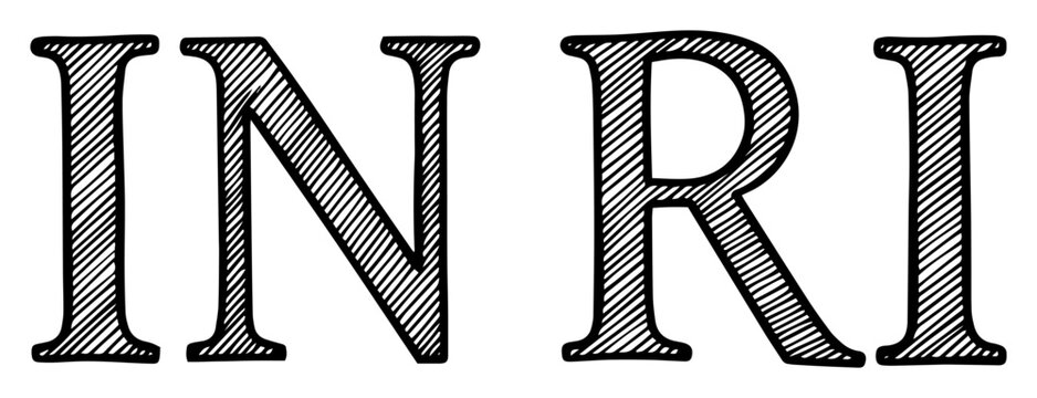 inri inscription in engraved religious lettering style