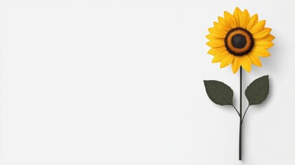 A vibrant sunflower stands elegantly on a clean white background, perfect for nature-themed projects, promotional materials, or wellness blogs, Its cheerful appearance adds warmth and positivity,