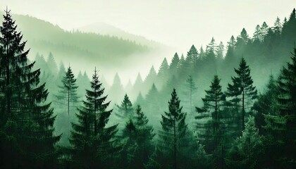 Misty Green Forest Wallpaper Serene Nature Landscape for Desktop Backgrounds and Mobile Screens