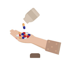 vector hand with medicine poured on his hand