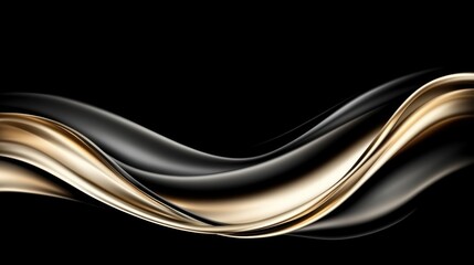 A stunning abstract design featuring flowing black and gold waves on a dark background, perfect for backgrounds, posters, websites, or branding materials seeking elegance and sophistication,