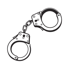 silhouette handcuffs on white background