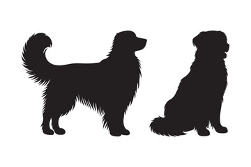 Fluffy Dog Silhouette Collection of Vector Art 
