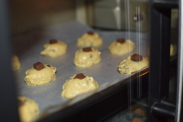 Chocolate chips mix cookies isolated on white background, Homemade butter cookies close up. Chocolate chip vanilla cookie on white background. Chocolate chip cookies isolated on white background
