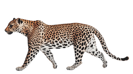 A leopard walking, a leopard walking scene, a leopard walking in the jungle, the king of the jungle walking, the charming walk of a leopard, on a transparent backgrounds