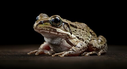 Fototapeta premium frog, amphibian, reptile, Close-up of a Frog on Dark Background