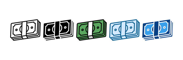 Banknote Stack Icon Set Multiple Style Collection
