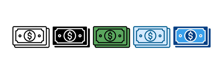 Dollar Bills Icon Set Multiple Style Collection