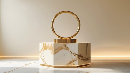 Golden key in a box on white background with vintage magnifying glass closeup