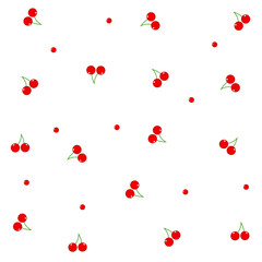 Cherry isolated on white background. Cherry healthy vitamins. Seamless pattern with cute cherries.