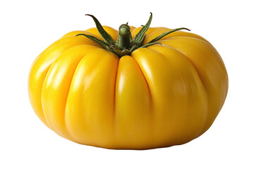 a yellow tomato with green stem