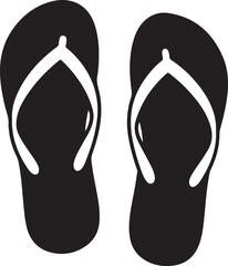 Pair of black flip flops ready for summer silhouette vector illustration
