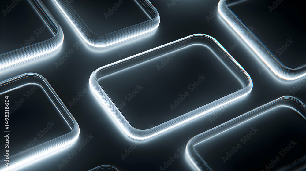 Poster abstract futuristic dark background with glowing rectangular frames for technology presentations