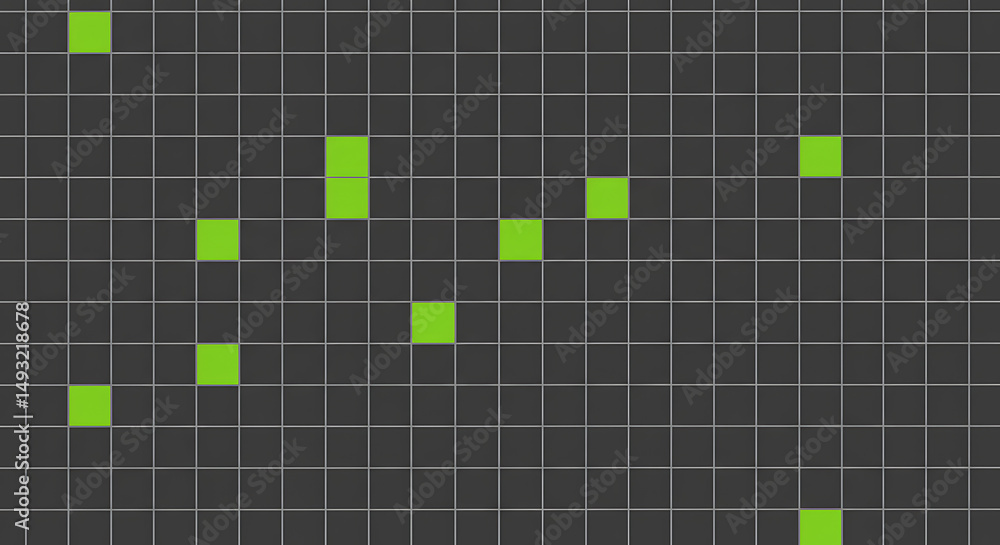 Aufkleber abstract green pixel art design geometric pattern on grid background