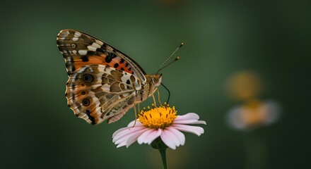 Fototapeta premium painted lady butterfly, butterfly, insect, Painted Lady Butterfly on a Pink Flower