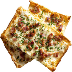 Delicious Bacon and Cheese Flammkuchen on Transparent Background