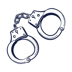 silhouette handcuffs on white background