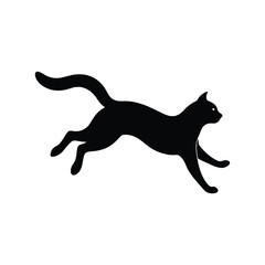 Jumping Cat Mid Air Vector Silhouette