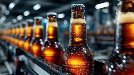 Automated Beer Bottling Line in Modern Brewery – Wide-Angle View