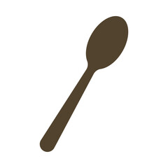 Minimalist brown spoon icon with rounded handle and bowl shape for kitchen and dining designs. Vector illustration