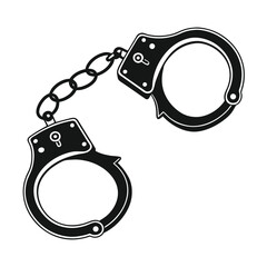 silhouette handcuffs on white background