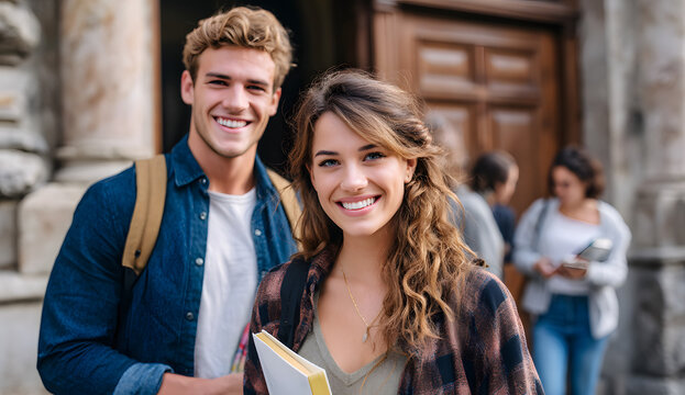 Energetic Students on University Grounds