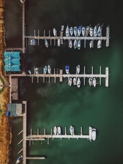 aerial view of marina