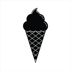 silhouette ice cream on white background